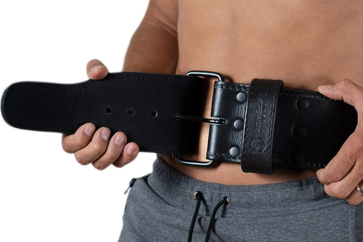 10mm Leather Powerlifting Belt, Single Prong, Black E775541