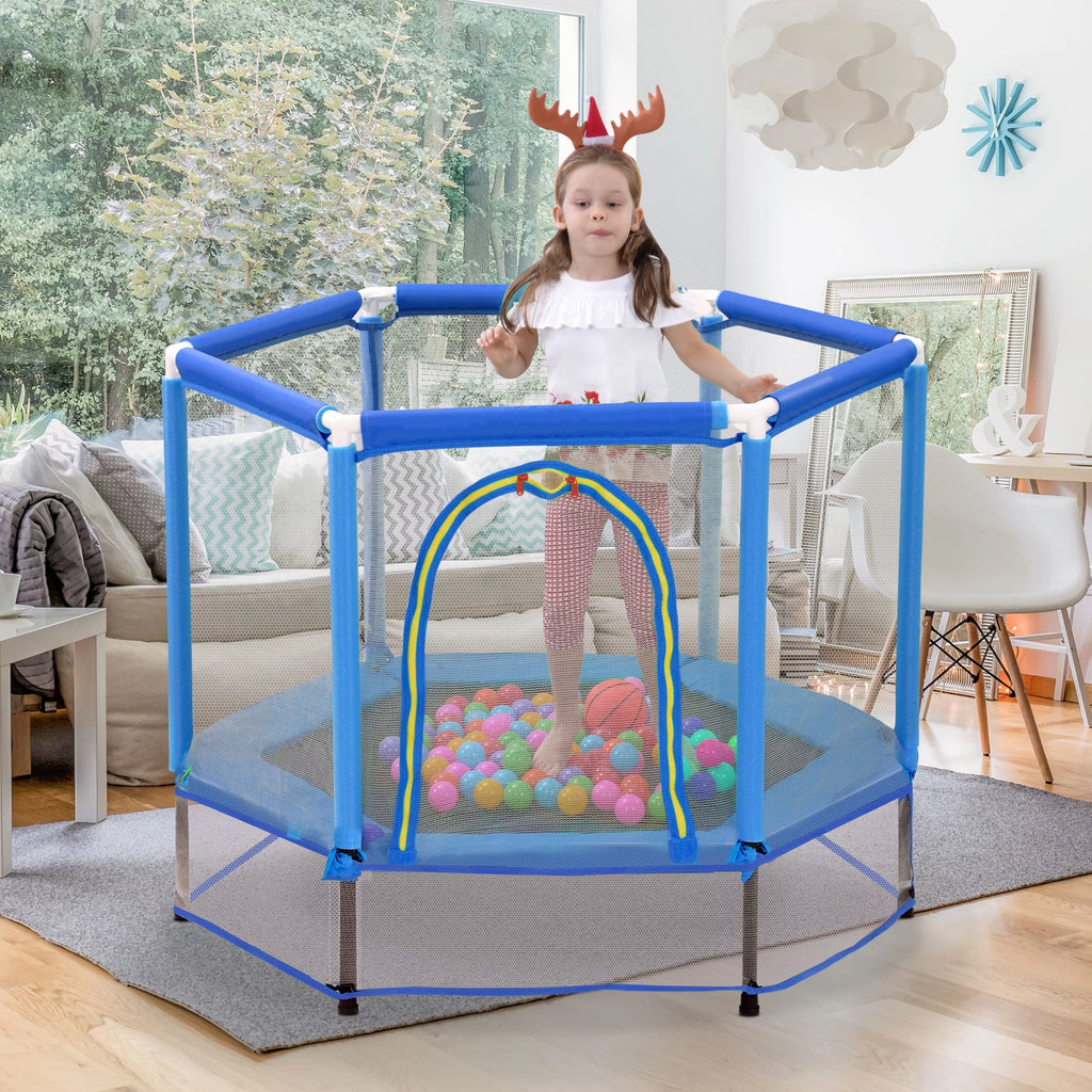 55'' Trampoline with Enclosure Net and Balls M250759