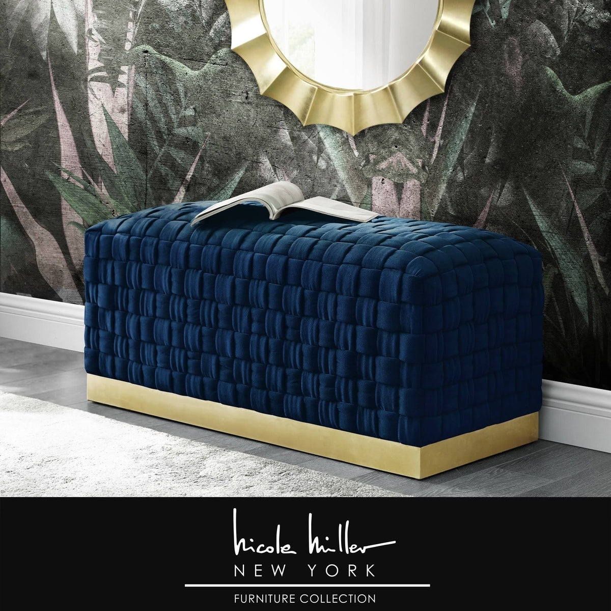 Lilac Gold Velvet Bench with Stainless Steel Base Y66310