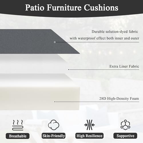 Waterproof Outdoor Chair Cushions Set of 2, 17"x16"x2", Cream E283634