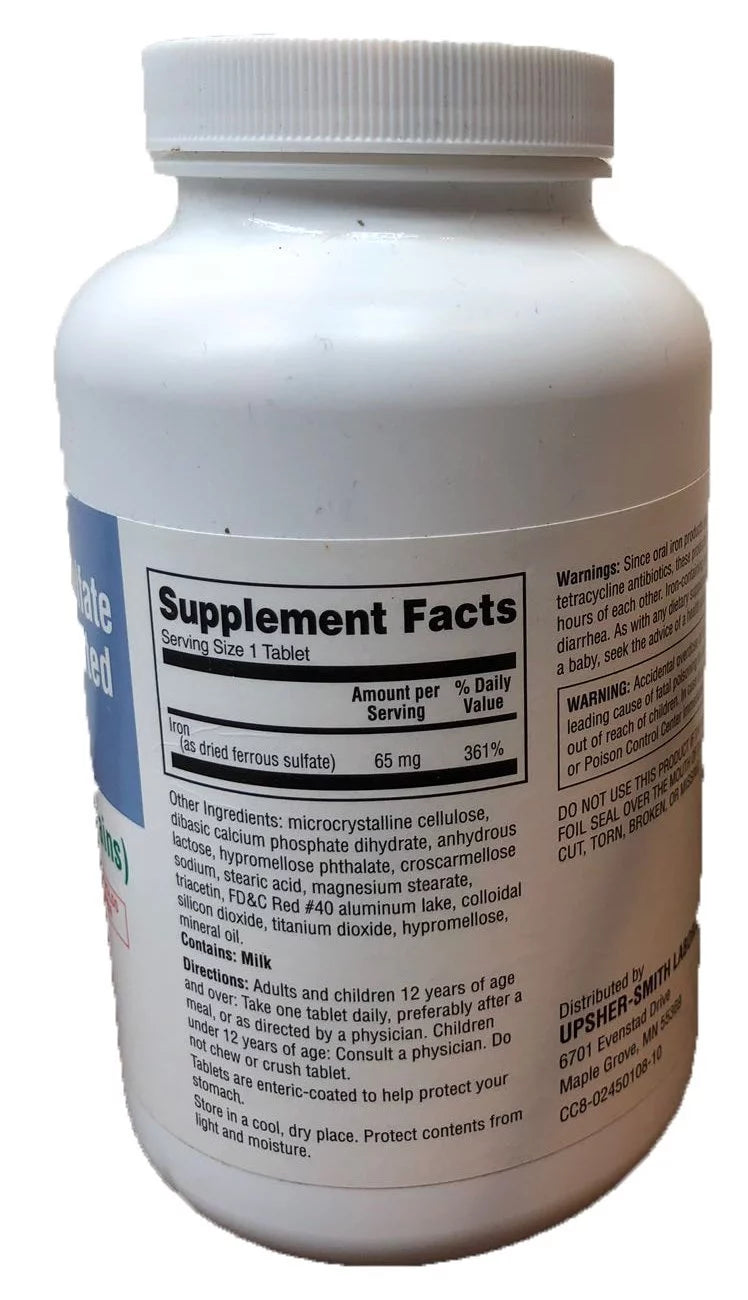 325 mg Ferrous Sulfate Enteric-Coated Dietary Supplement, 1000 Count R86112