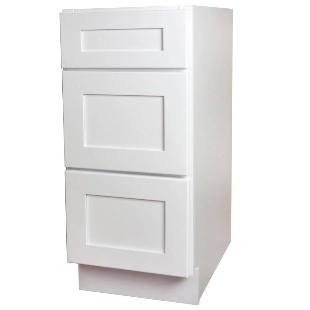 White Shaker 3 Drawer Kitchen Base Cabinet (15x22) U50875