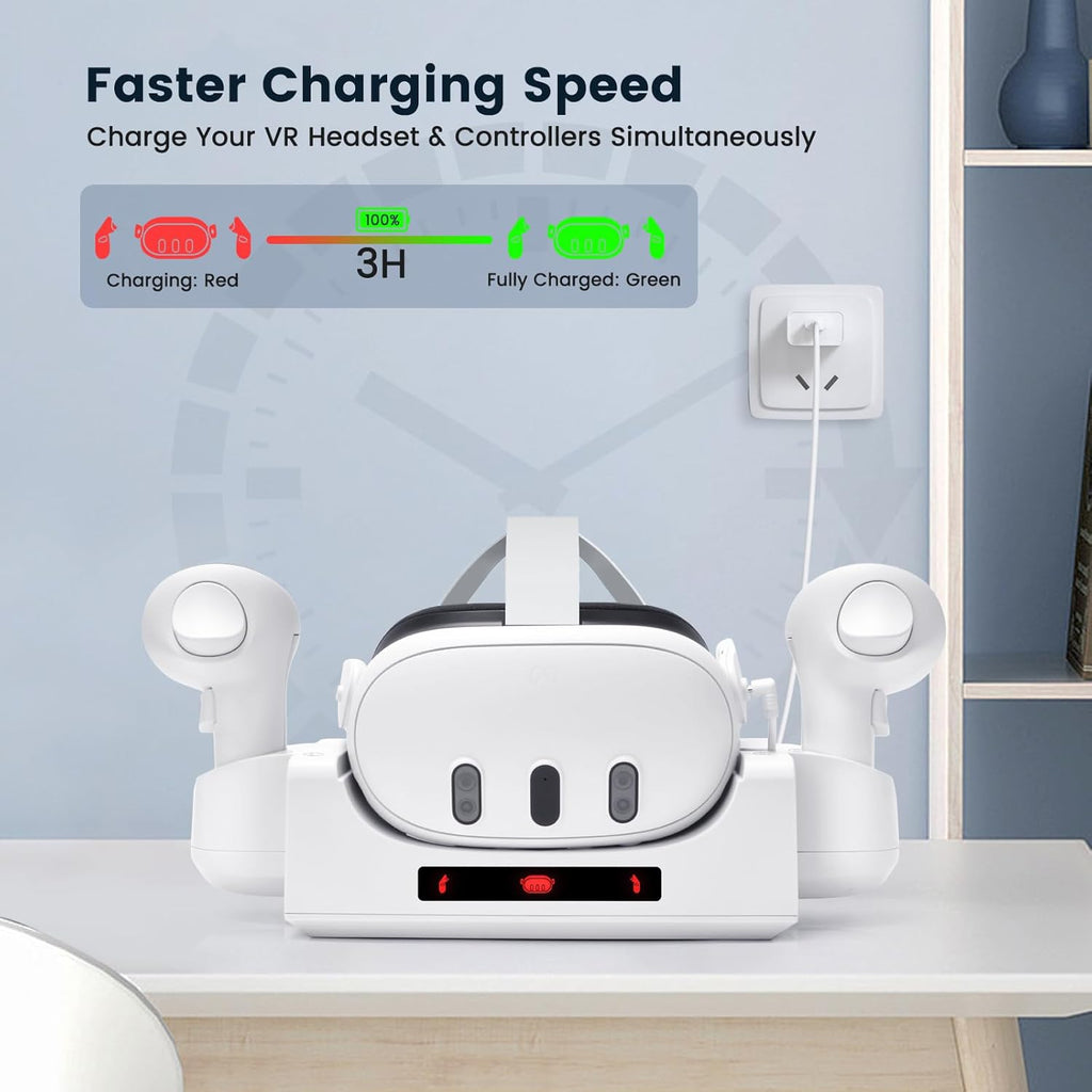 Charging Dock for Meta Quest 3 with 2 Rechargeable Batteries and Battery Cover C785