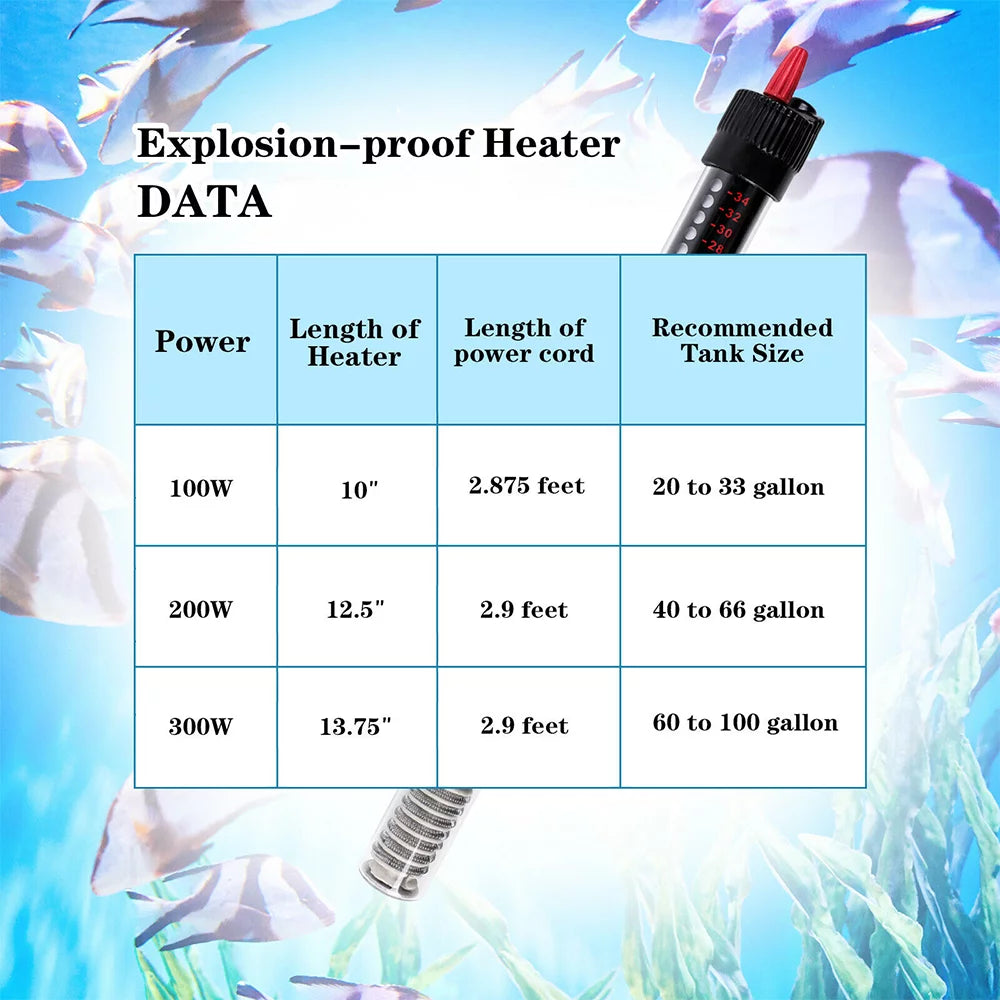 200W Submersible Aquarium Heater with Adjustable Temperature B967