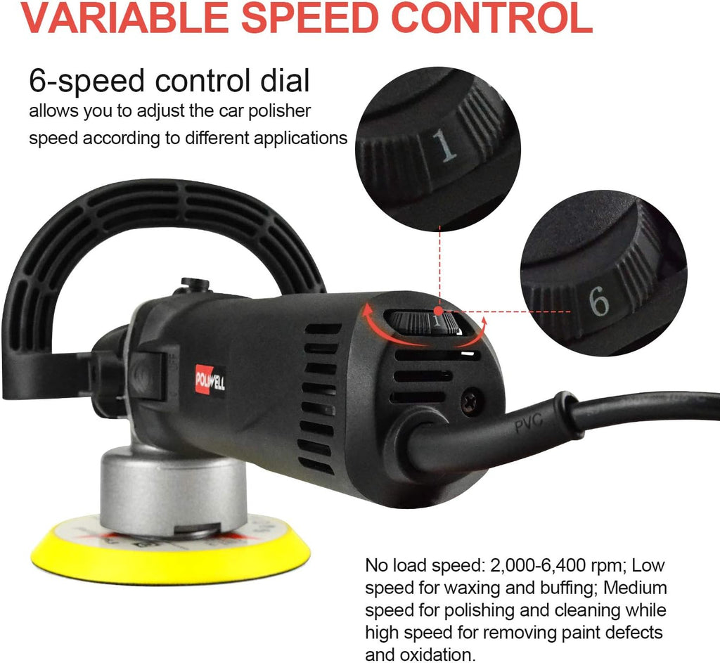 6 Inch Dual Action Random Orbital Polisher Kit with 5 Polishing Pads H2998
