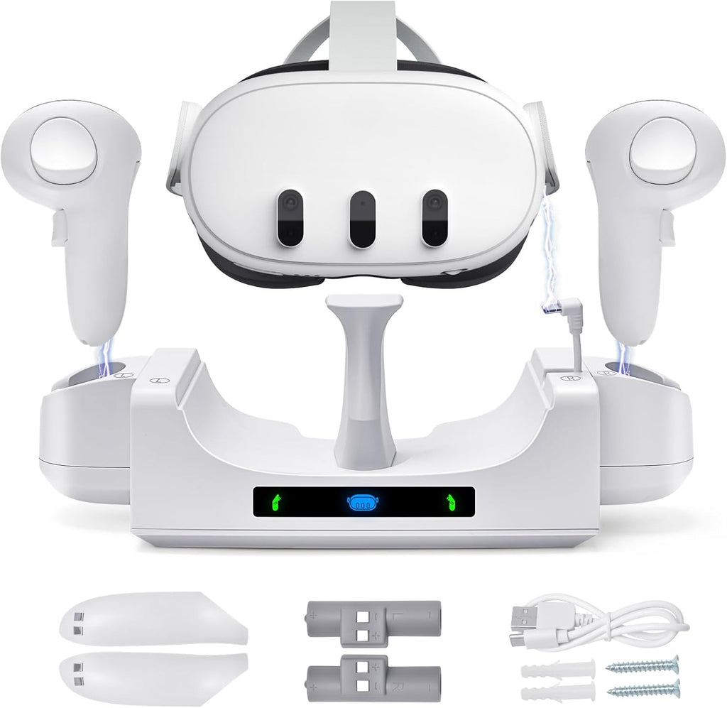 Charging Dock for Meta Quest 3 with 2 Rechargeable Batteries and Battery Cover C785