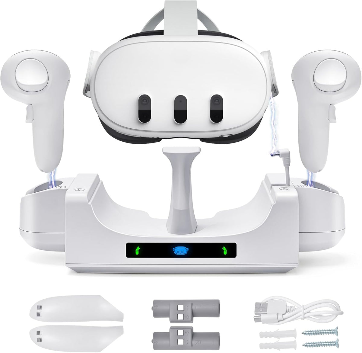 Charging Dock for Meta Quest 3 with 2 Rechargeable Batteries and Battery Cover C785