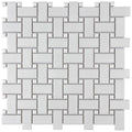 Matte White with Glossy White Dot 11-3/4 in. x 11-3/4 in. Porcelain Mosaic Tile Y4229
