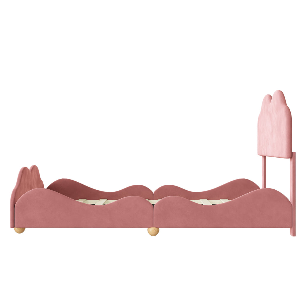 Dark Pink Upholstered Full Size Platform Bed Frame with Headboard G59810