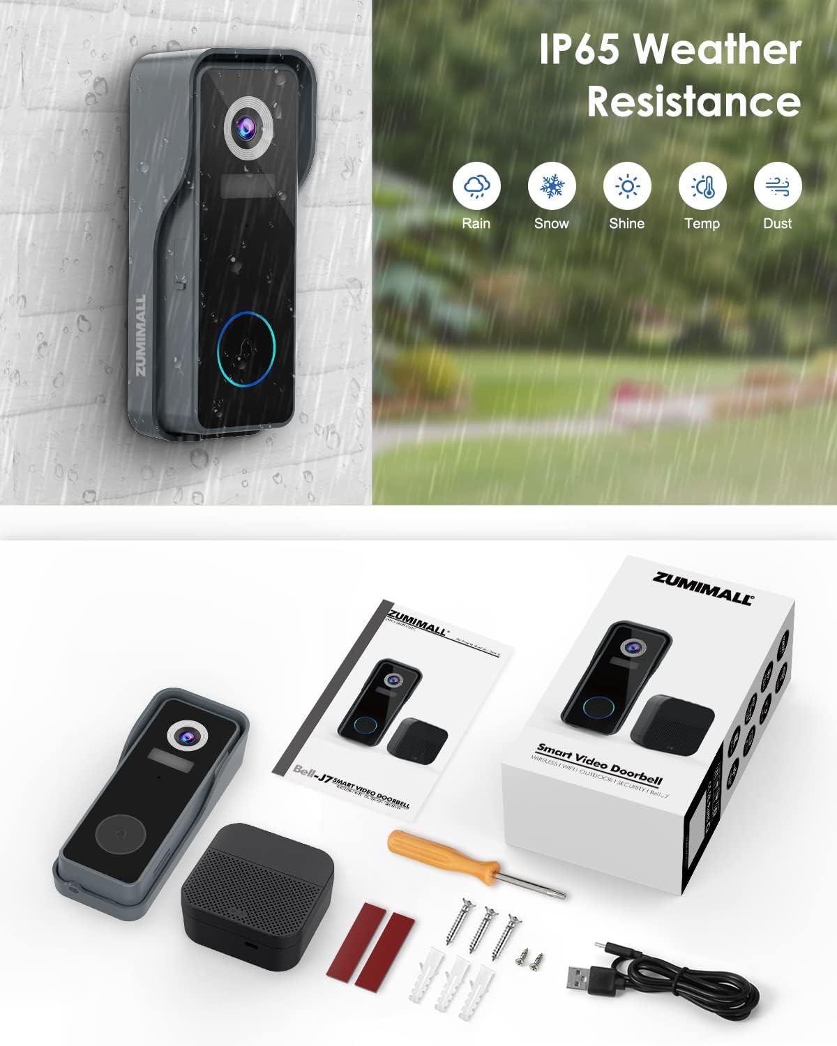 1080P HD Wireless Video Doorbell Camera with Chime I3343