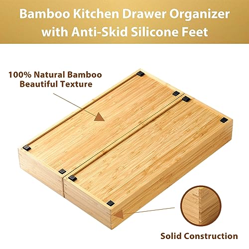 2.5" High Bamboo Drawer Organizer Storage Boxes J9309