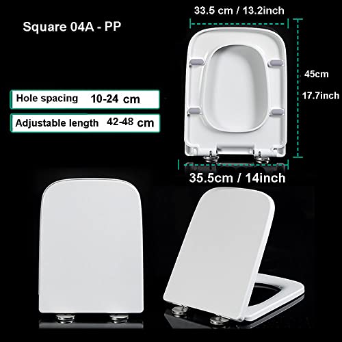 White Square Soft Close Toilet Seat with Quick Release Hinges E314109