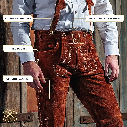 Genuine Leather Light Brown Knee Lederhosen N95577