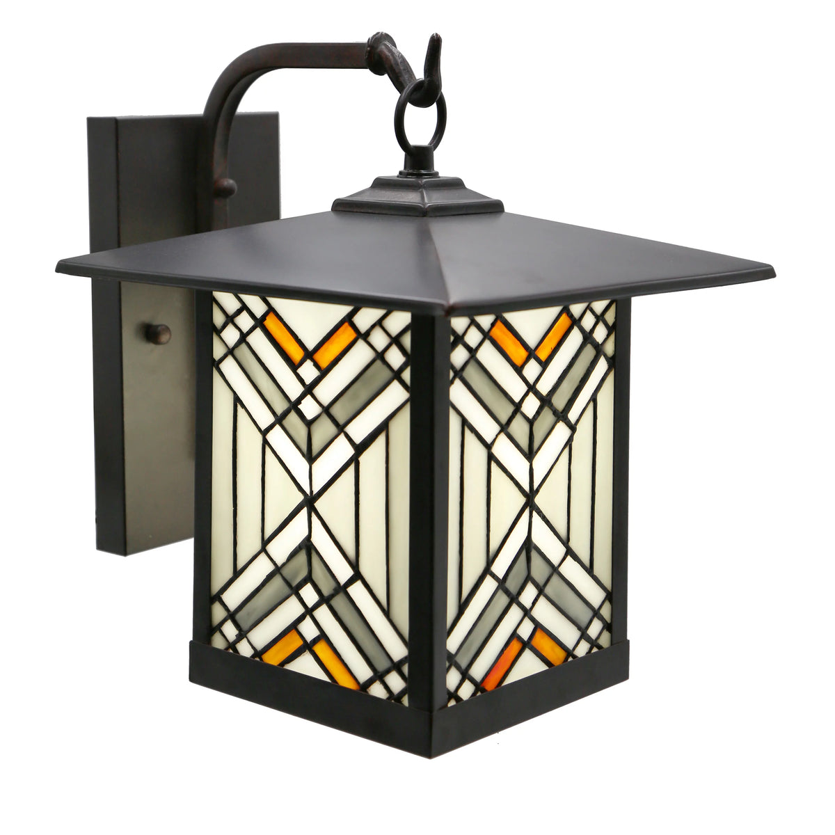 Bronze Outdoor Mission Stained Glass Wall Sconce R1077