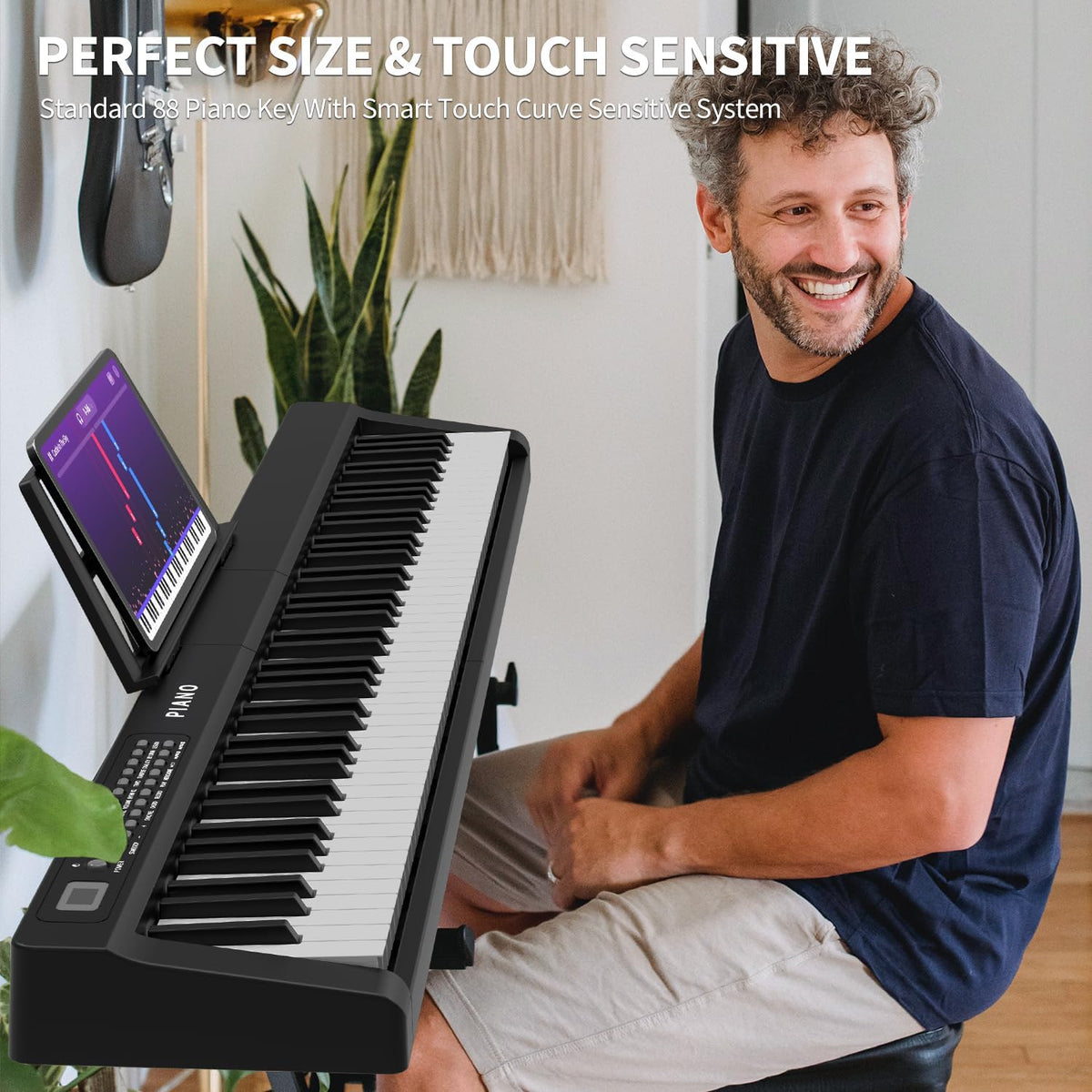 88 Key Semi Weighted Digital Piano Keyboard Set with Stand, Built-In Speakers, Sustain Pedal, Bluetooth, MIDI, USB, MP3 X379
