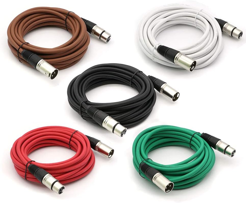 XLR 3 Pin Male to Female Audio Cable 5 Pack P267