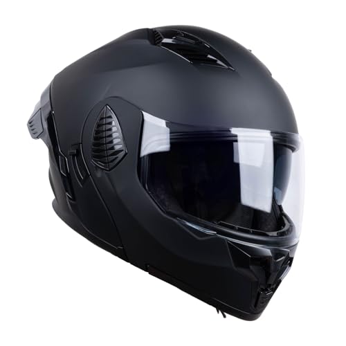 Matt Black Medium Full Face Modular Motorcycle Helmet E2019