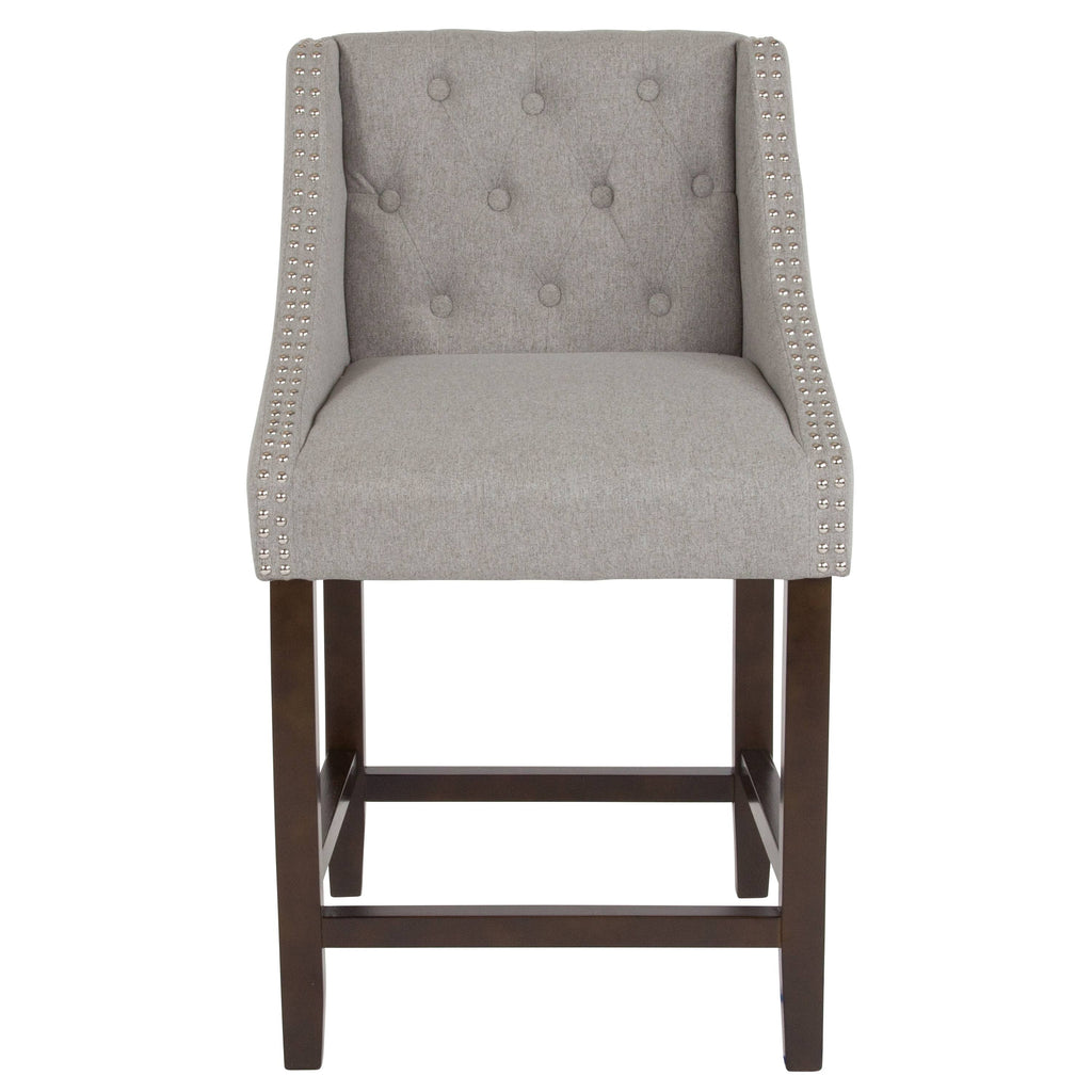 Light Gray Fabric Tufted Counter Height Stool T9005