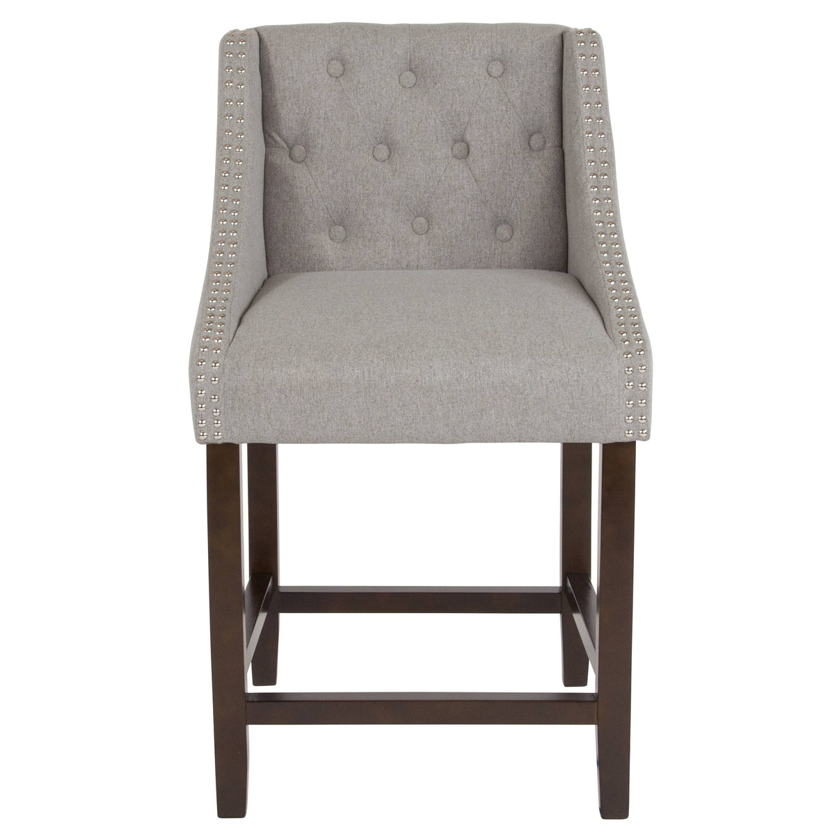 Light Gray Fabric Tufted Counter Height Stool T9005