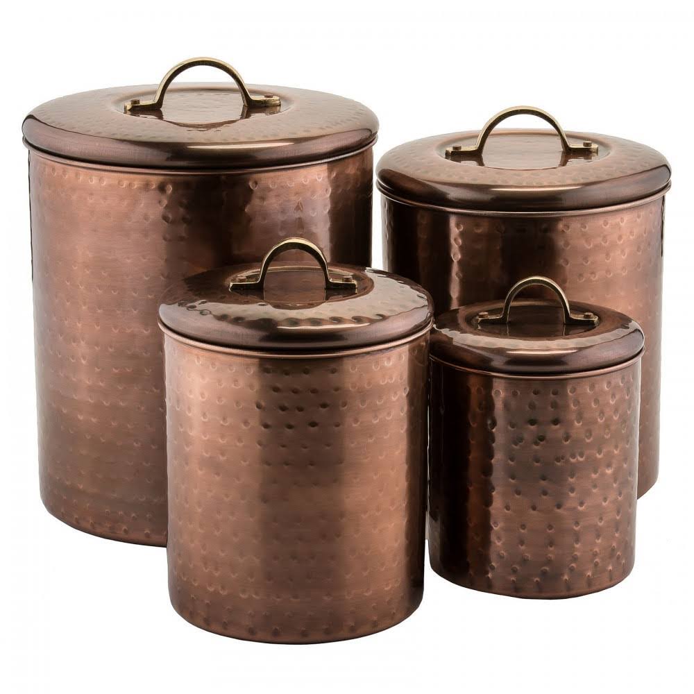Set of 4 Antique Copper Canisters T44434