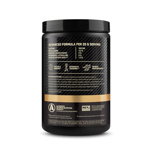 Pre Workout Advanced with Creatine, Beta-Alanine, L-Citrulline and Caffeine, Berry Blast, 20 Servings M339968