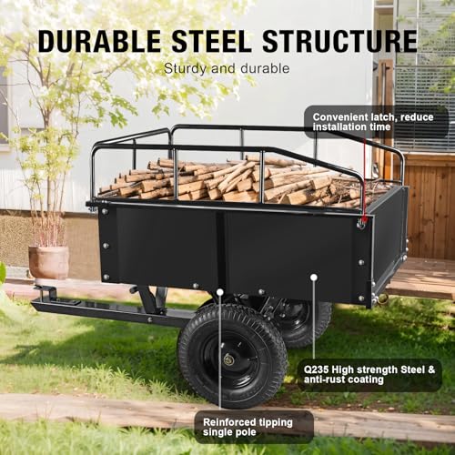 Heavy Duty Steel Dump Cart, 450lbs, 10 cu.ft Capacity V831