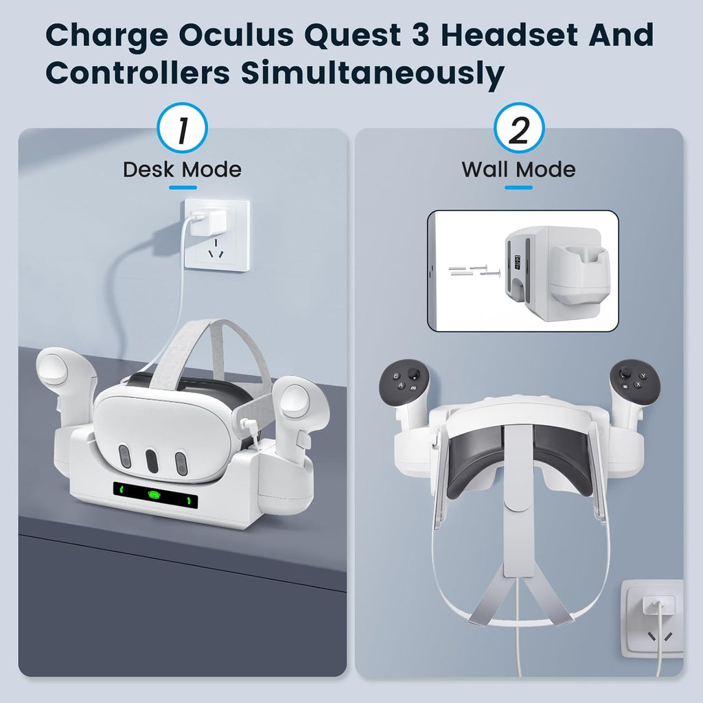 Charging Dock for Meta Quest 3 with 2 Rechargeable Batteries and Battery Cover C785
