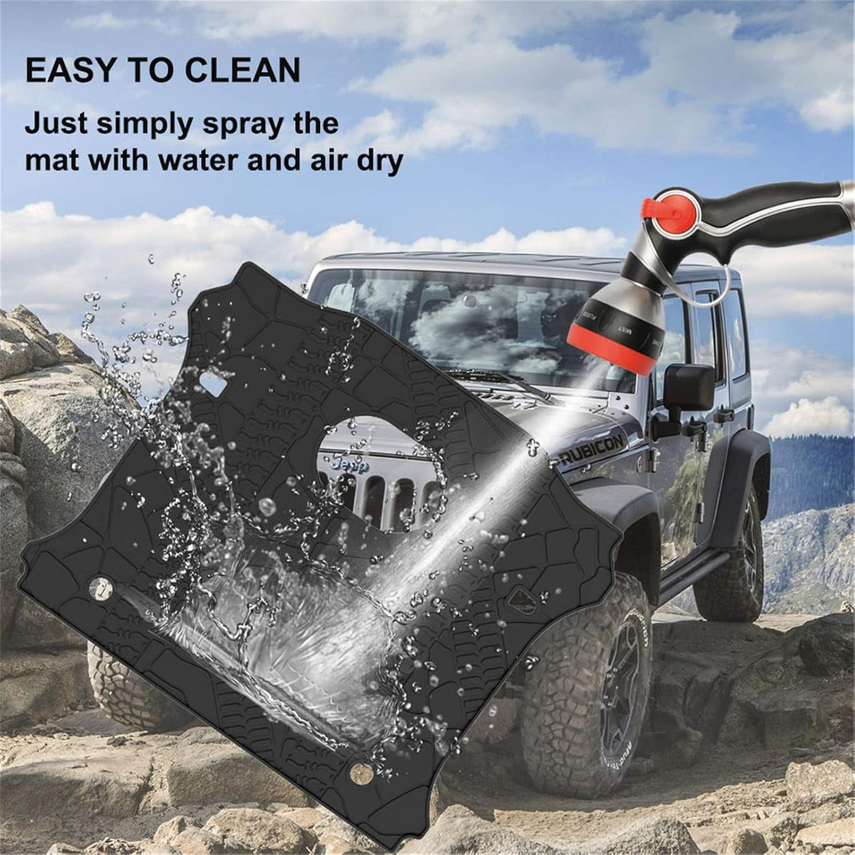 Cargo Mat Liner for 2015-2018 Wrangler JK 4 Door All Weather Rear Trunk Tray U309