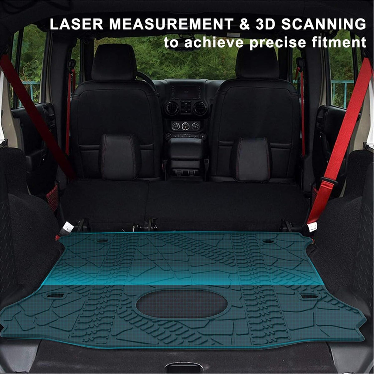 Cargo Mat Liner for 2015-2018 Wrangler JK 4 Door All Weather Rear Trunk Tray U309