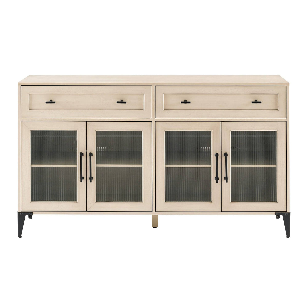 58-Inch 2-Drawer Fluted Glass Door Sideboard A415685