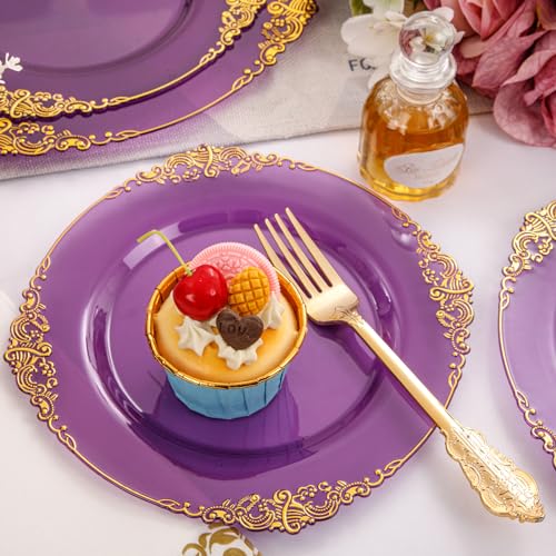 350PCS Clear Gold Plastic Plates Dinnerware Sets L5189