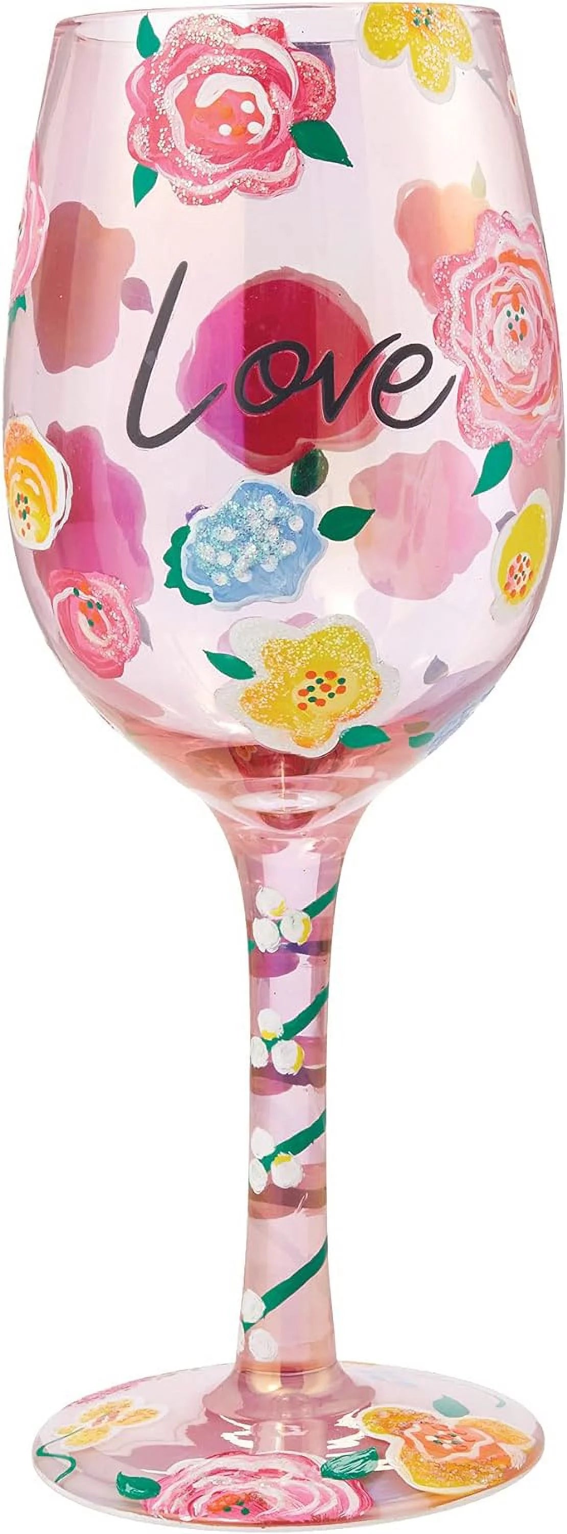 Floral Hand-Painted Artisan Wine Glass X613303