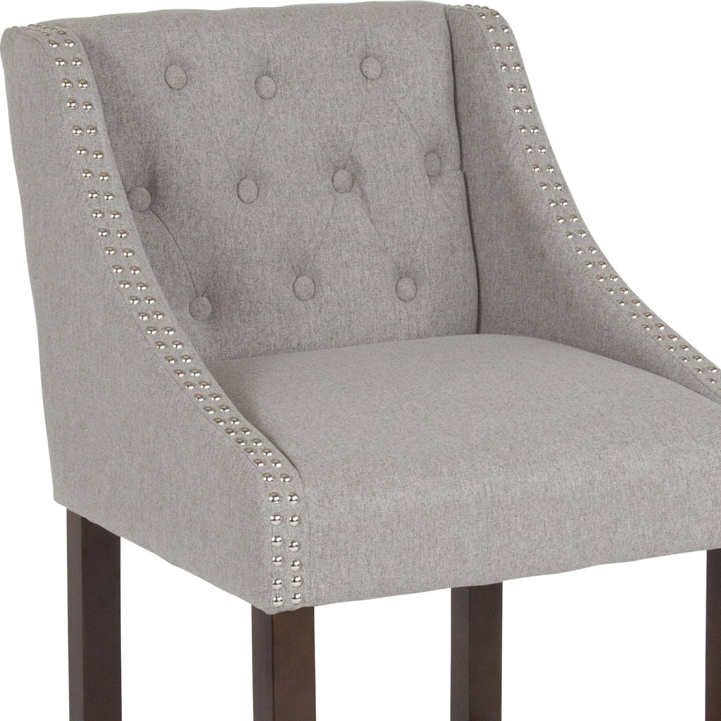 Light Gray Fabric Tufted Counter Height Stool T9005
