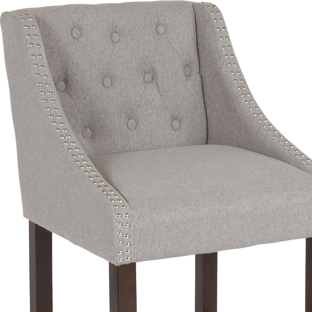 Light Gray Fabric Tufted Counter Height Stool T9005