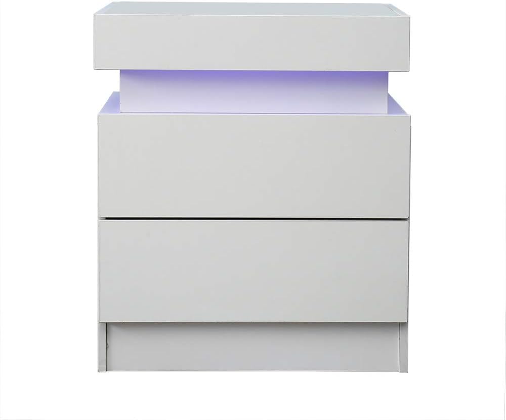 Black 2 Drawer LED Nightstand G5876