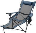Green Folding Camp Chair with Footrest and Cup Holder I8242