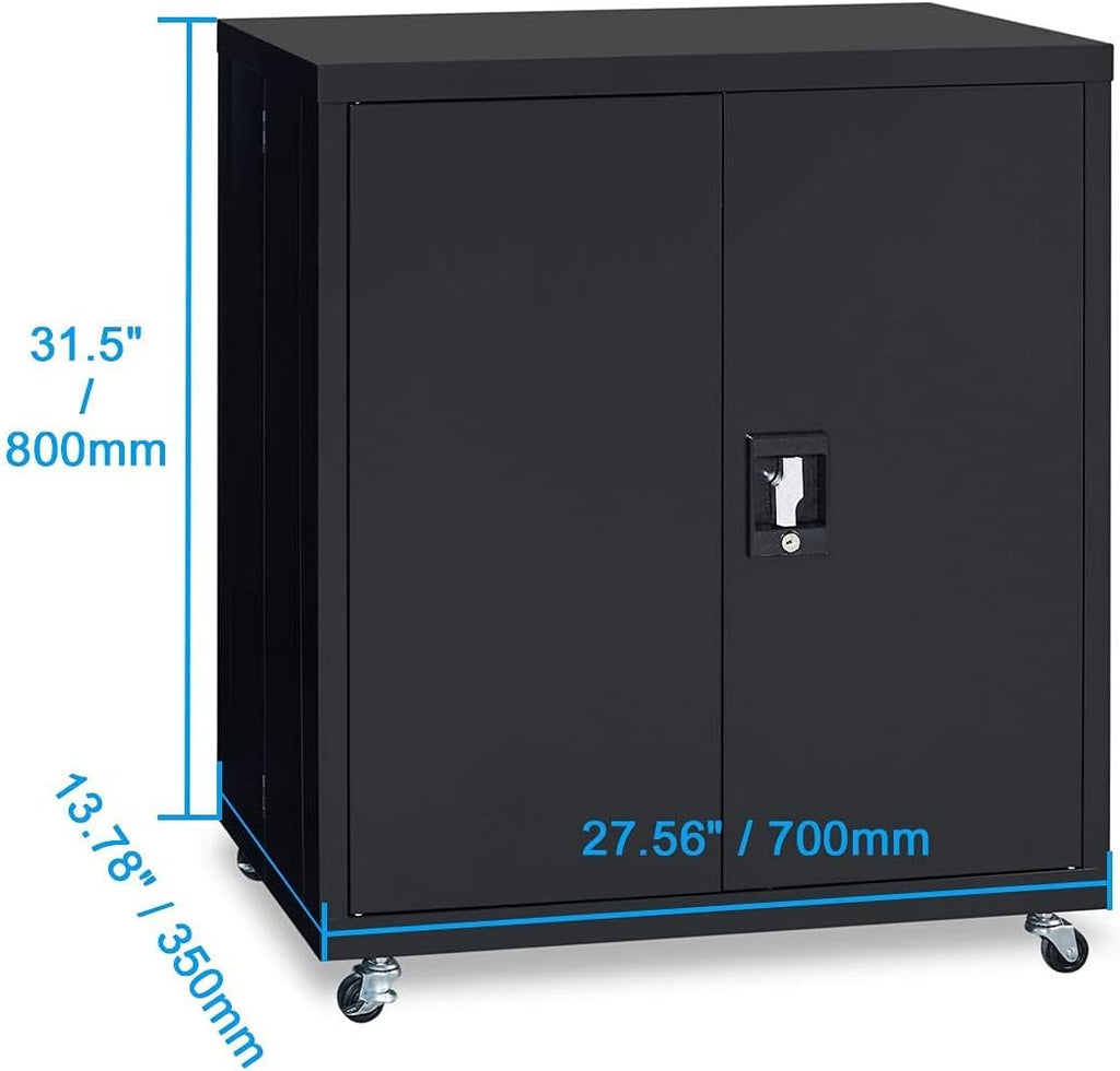 Metal Storage Cabinet with Wheels, Lock and Adjustable Shelf I796661