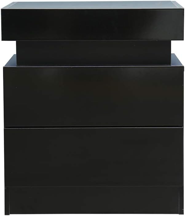 Black 2 Drawer LED Nightstand G5876
