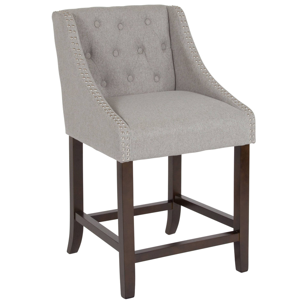 Light Gray Fabric Tufted Counter Height Stool T9005