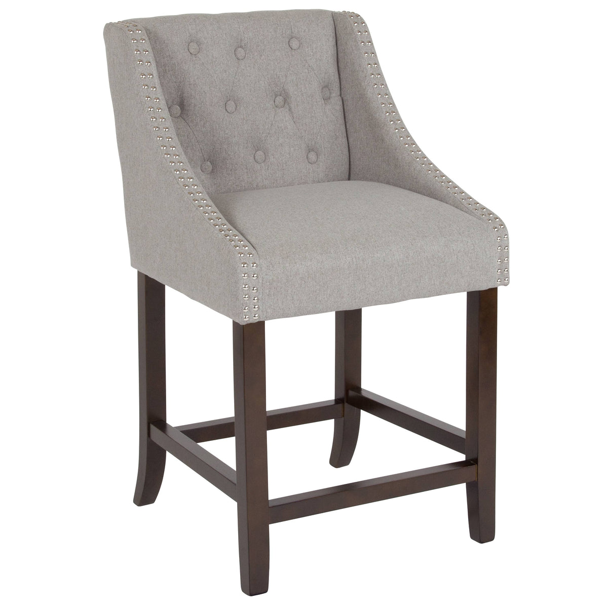 Light Gray Fabric Tufted Counter Height Stool T9005