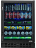 24 Beverage Refrigerator Cooler - 177 Can Capacity - Black Stainless Steel with Glass Door T623544