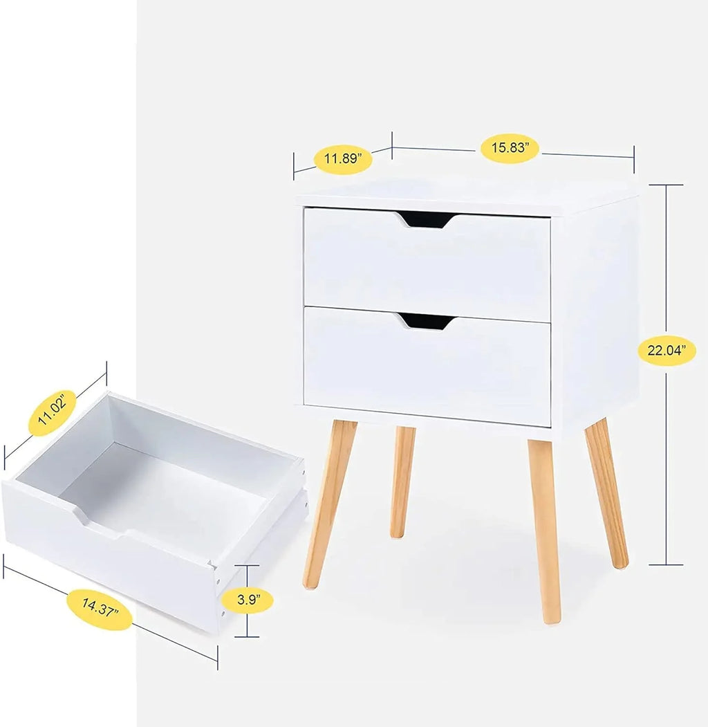 White Storage Drawer Nightstand Set Of 2 N138252