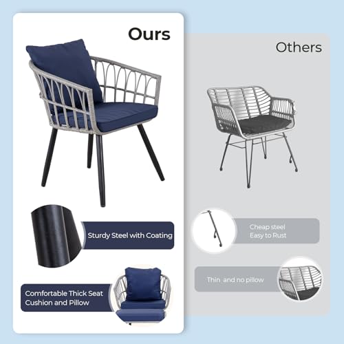 3 Piece Beige Wicker Patio Bistro Set C578