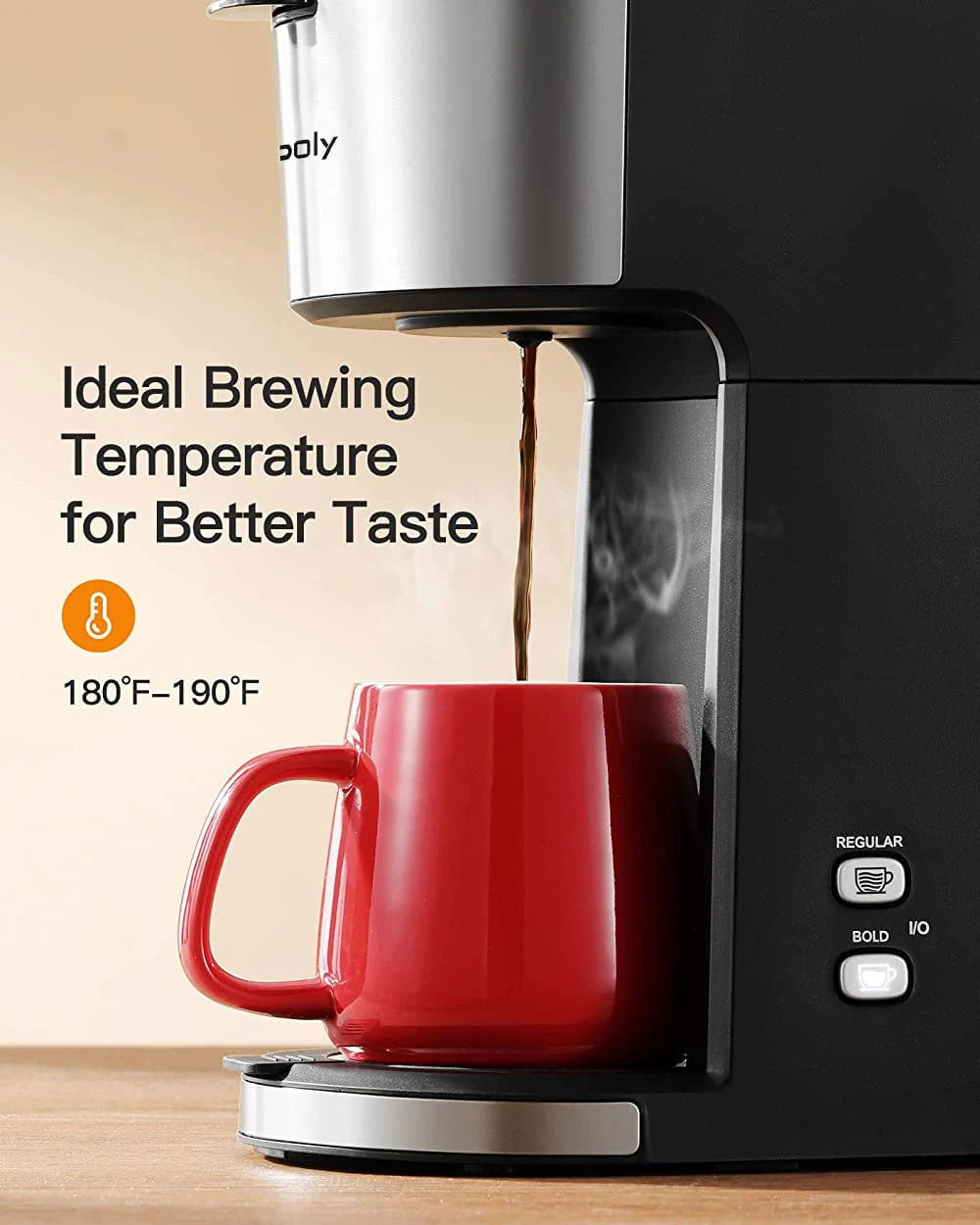 Single Serve Coffee Maker for K Cup & Ground Coffee, 6 to 14 oz Black T9084