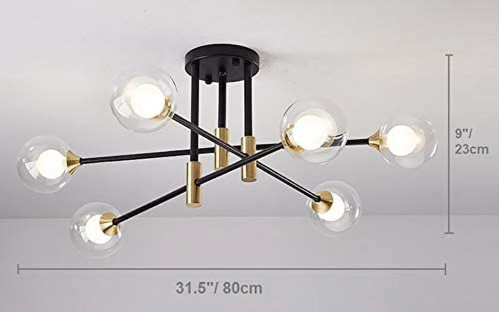 6 Lights Glass Shades Chandelier E125713