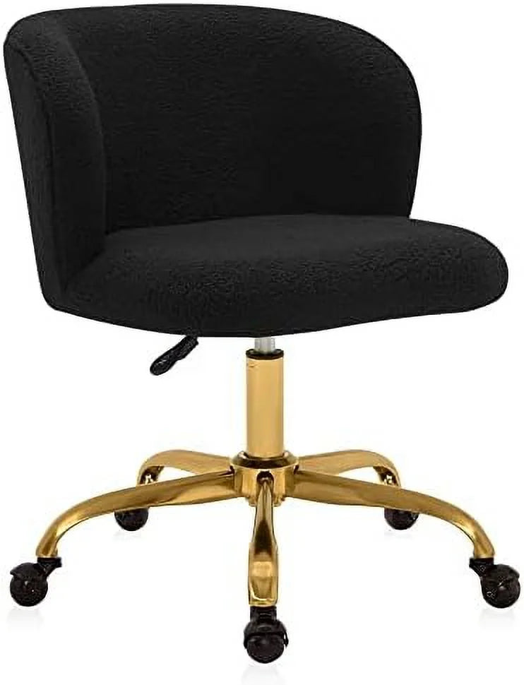 White Upholstered Boucle Office Chair with Arms P8831