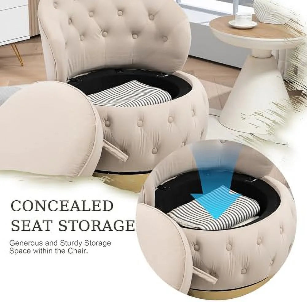 Round Swivel Chair with Tufted Back and Cushion Y363637