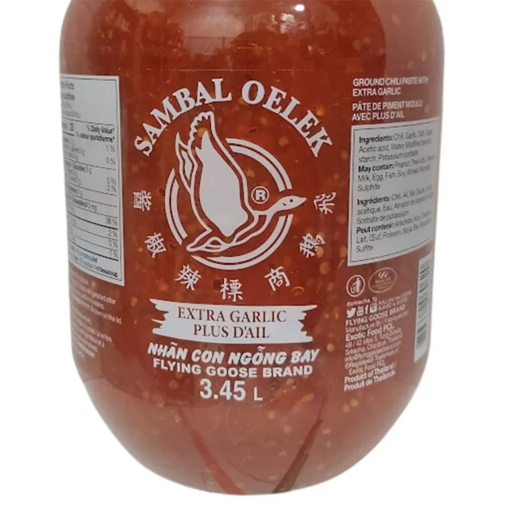 Sambal Oelek Extra Garlic Chili Paste 3.45L J20468