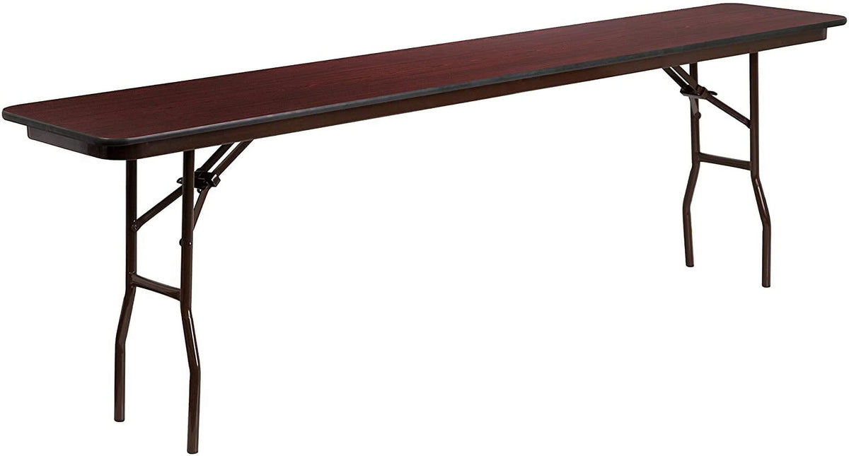 8-Foot Mahogany Melamine Laminate Folding Training Table L9275