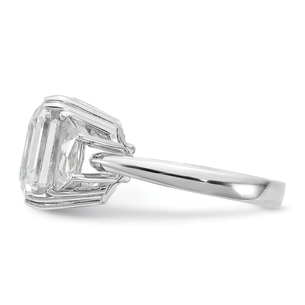 Sterling Silver CZ 3 Stone Ring P7374